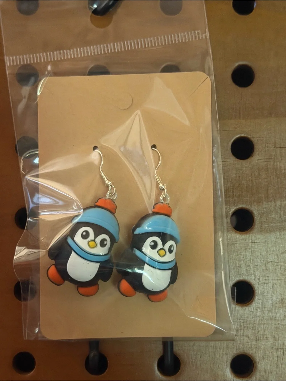 Cute Kids Penguin and Yeti Dangle Earrings - Blue Mint Pair